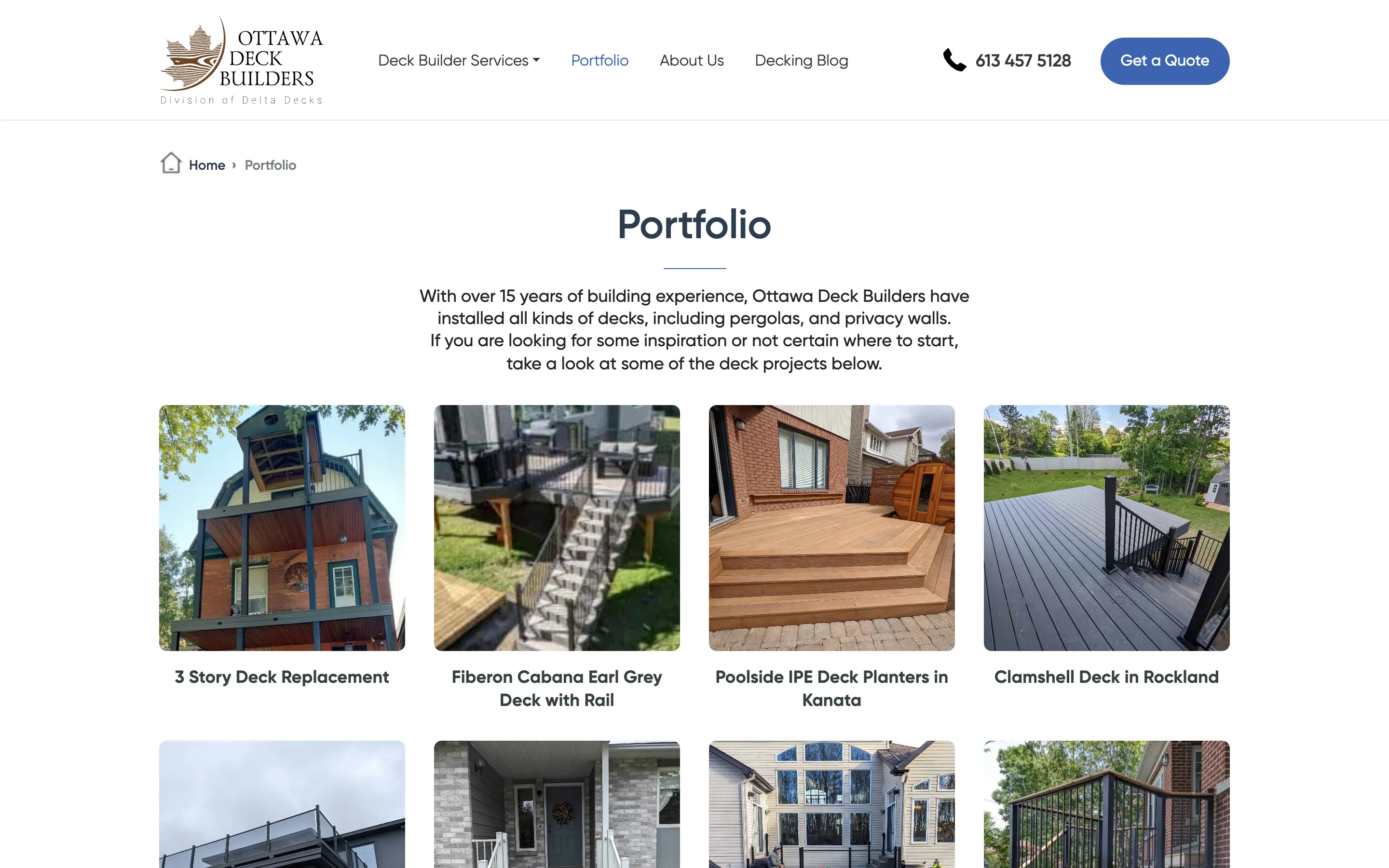 Old portfolio grid: photos with short titles underneath and no other information