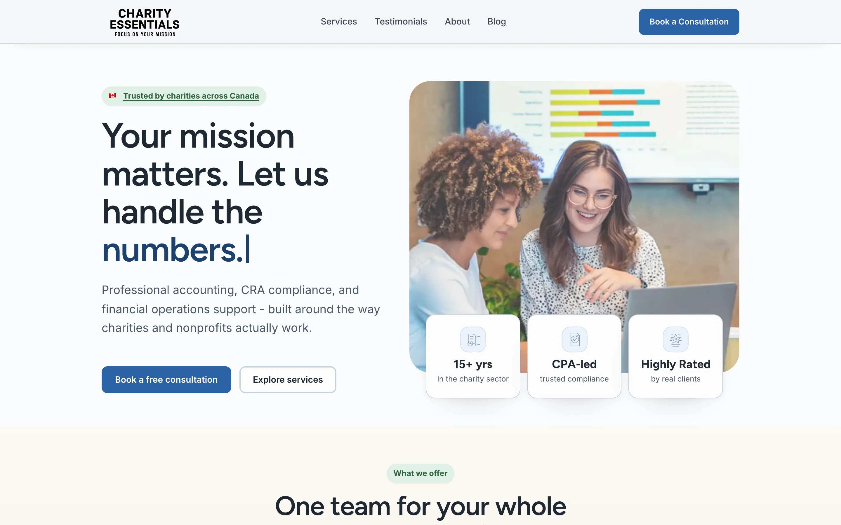 The redesigned Charity Essentials homepage